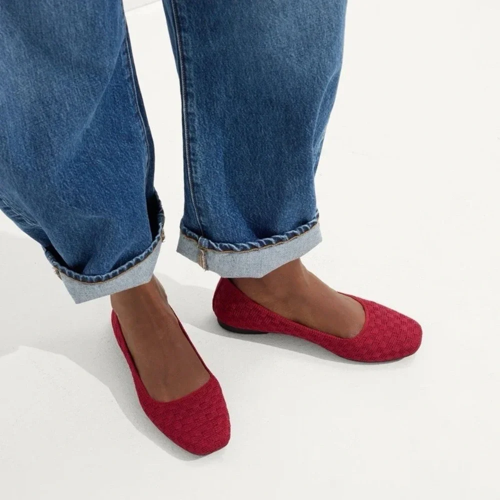 Rothy's The Max Square‎ Ruby Red Size 8.5 US Flats  210-019 New in Box